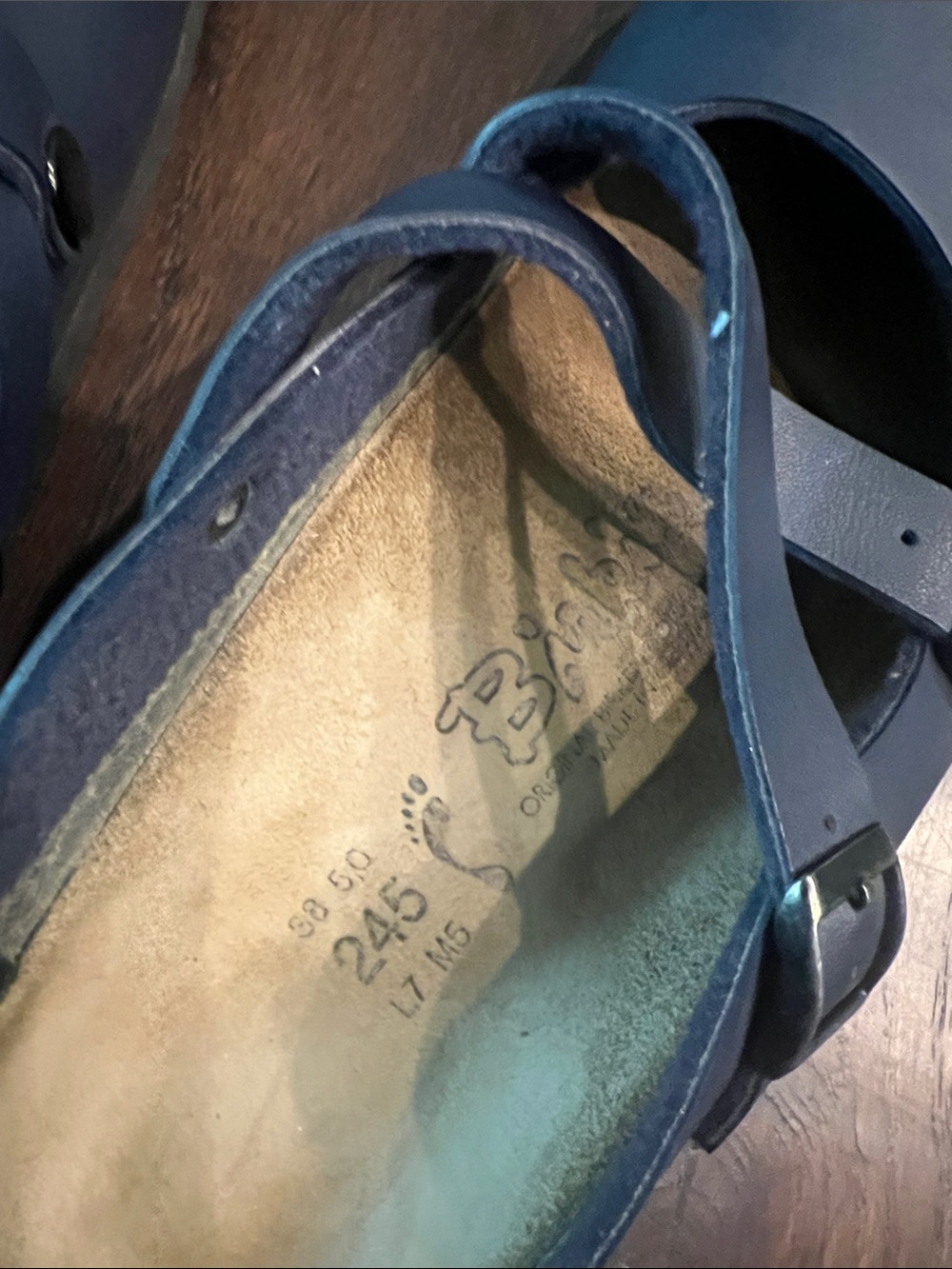 Birkenstock Navy Blue Mary Jane Leather Cottage Core Clogs 38 EUC - Picture 2 of 6